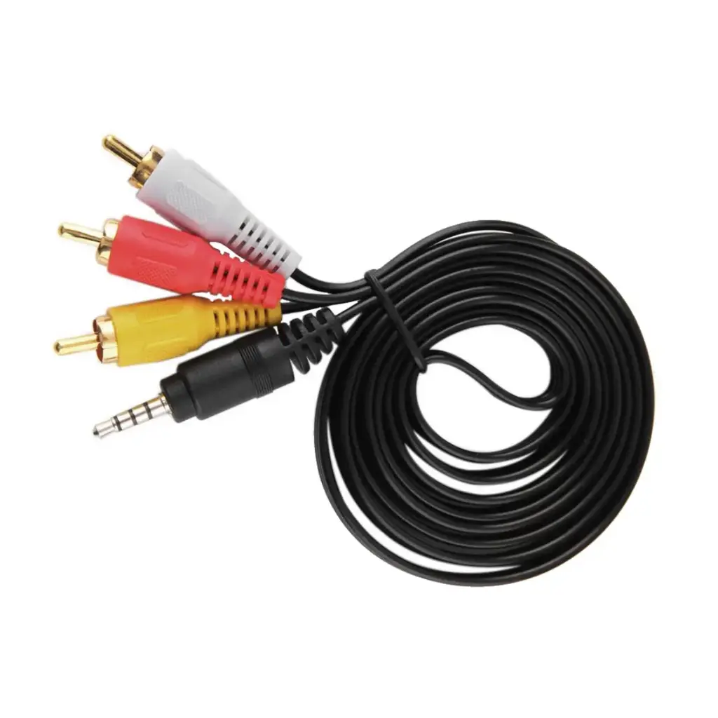 Cable Miniplug a 3 RCA 3 Metros Audio/Video (Rojo/Blanco/Amarillo)