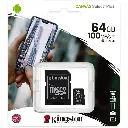 Memoria Kingston Micro SD con Adaptador 64Gb Clase 10