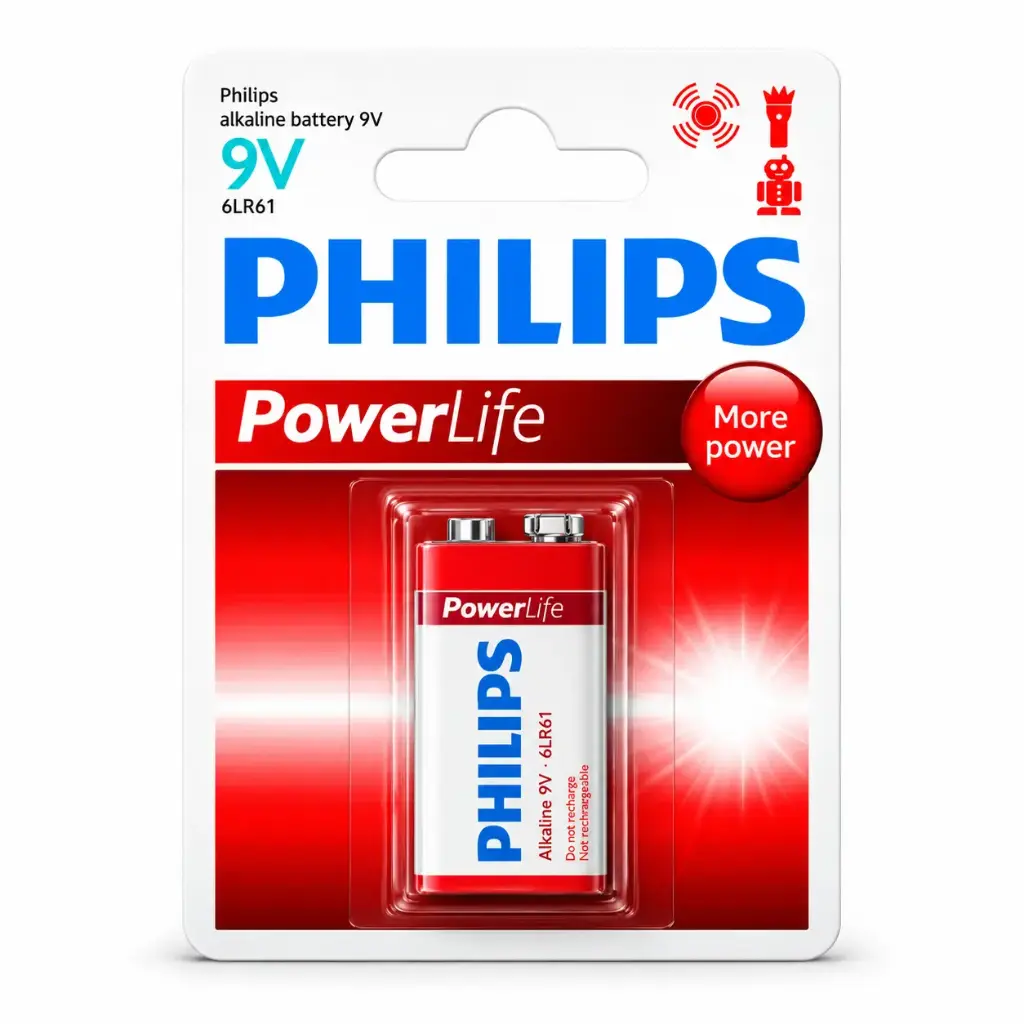 Bateria Philips 9V Alcalina (Unidad)