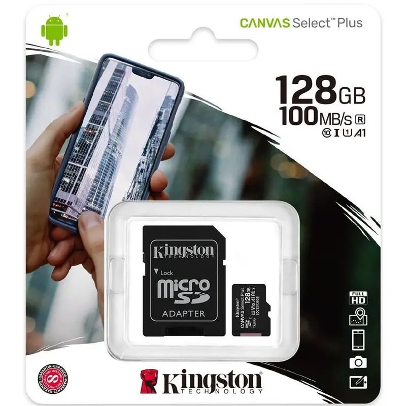 Memoria Kingston Micro SD Con Adaptador 128GB Clase 10