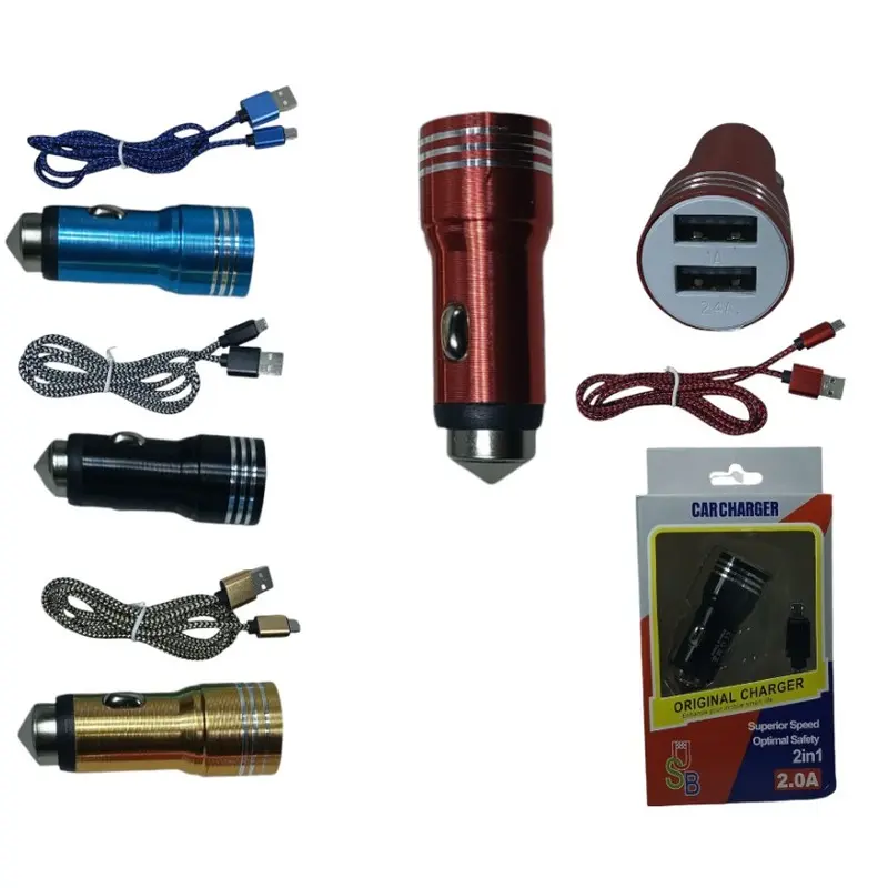 Cargador De Auto 2.1 A 2 Usb + Cable V8 IT-02