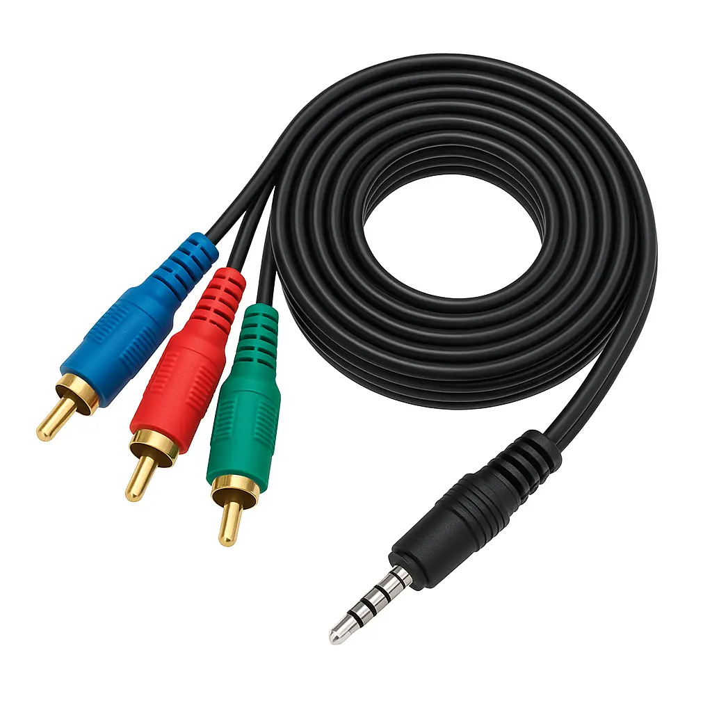 Cable Miniplug a 3 RCA 1.8 Metros Audio/Video (Azul/Rojo/Verde)