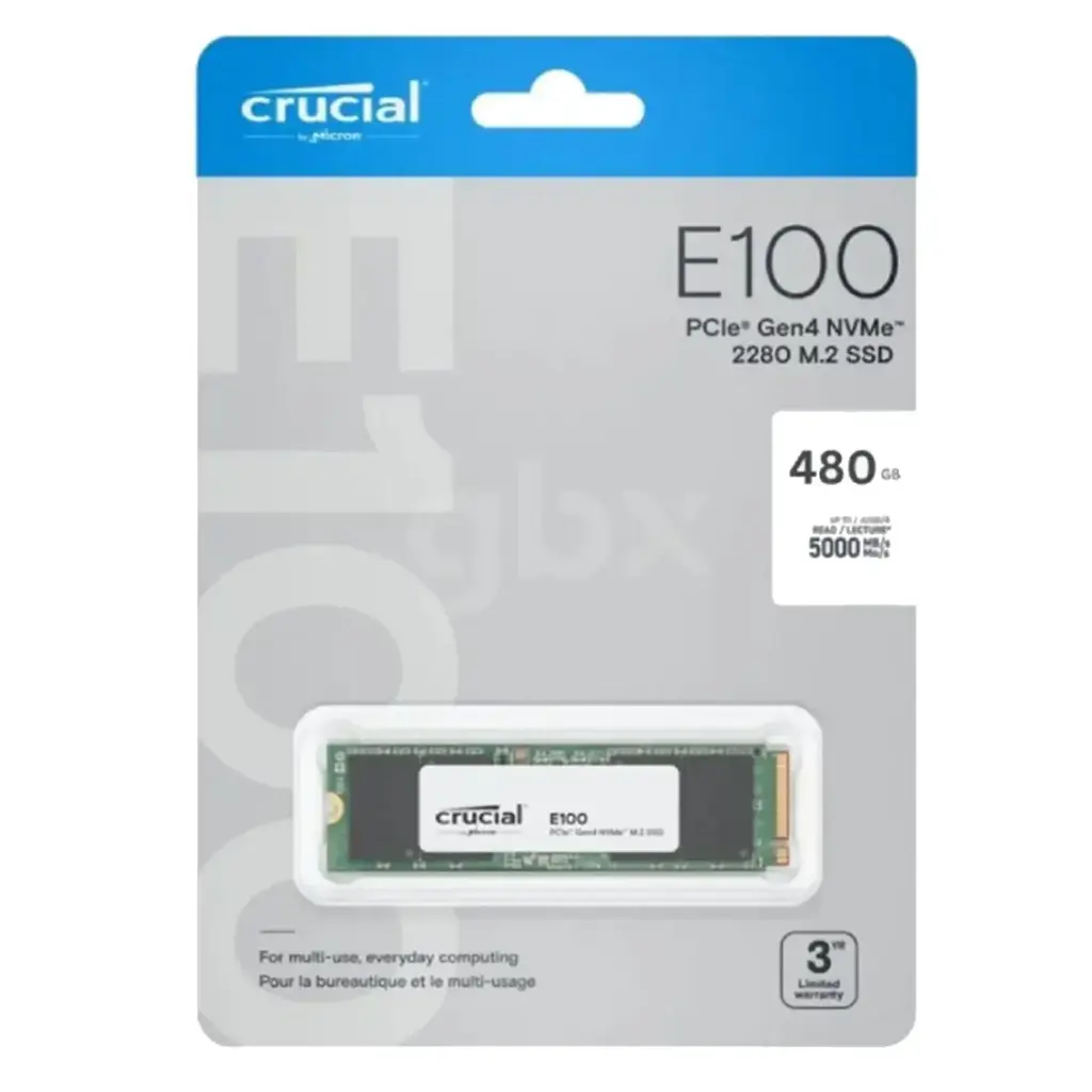 Disco SSD Crucial 480GB E100 PCIe Gen4 NVMe