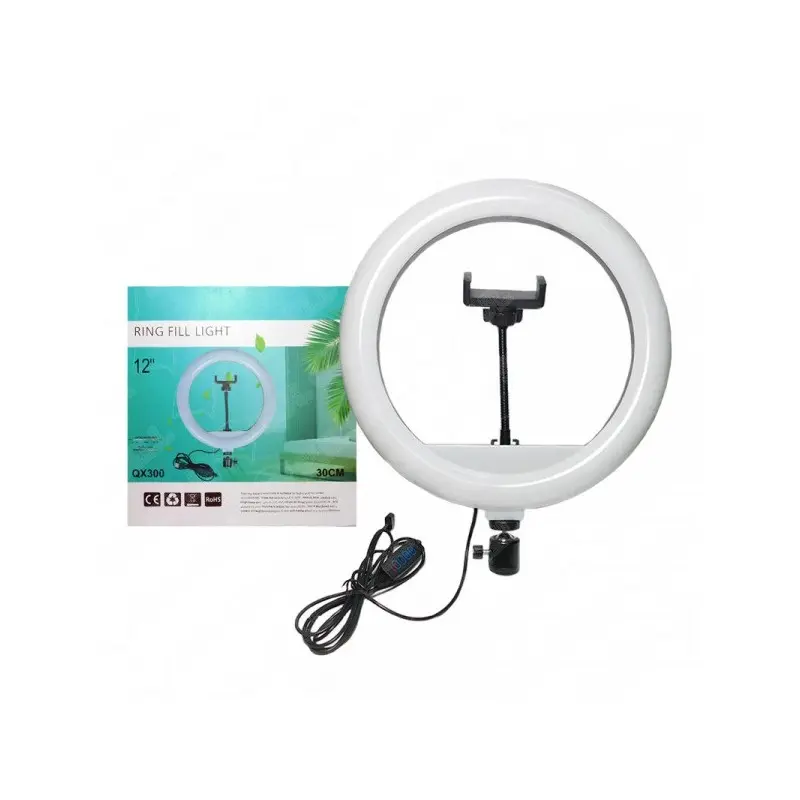 Aro Led 30cm Blanco con Soporte QX-300 (3 Tonos)