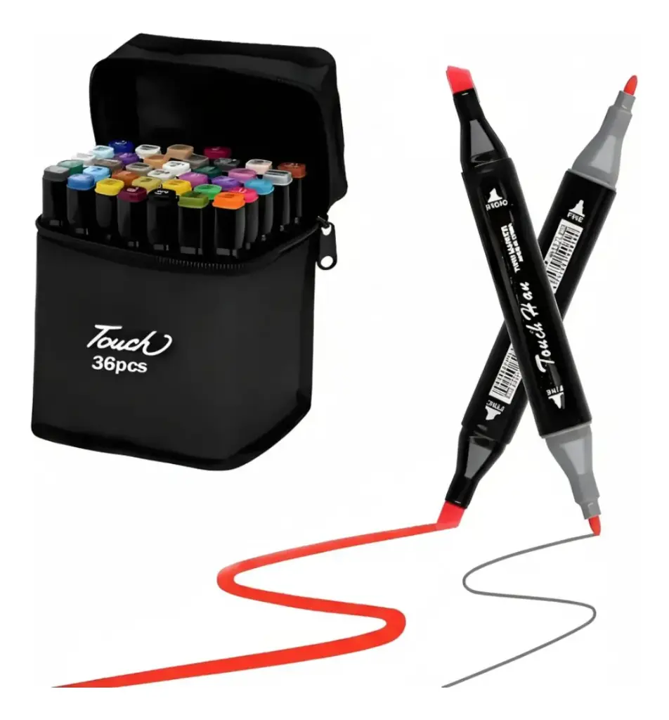 Marcador / Fibron Doble Punta x 36 Unidades con Bolso