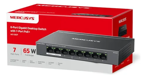 Switch Ethernet  Mercusys 8 Puertos (7 PoE+ 65W) MS108GP Gigabit