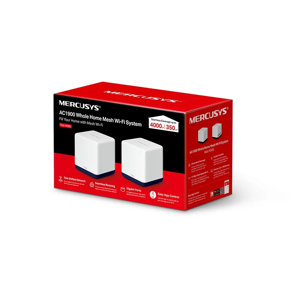 Sistema Mesh Halo Mercusys H50G (Pack 2) AC1900