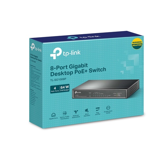 [6095] Switch Ethernet TP-Link 8 Puertos (4 PoE+ 64W) TL-SG1008P Gigabit
