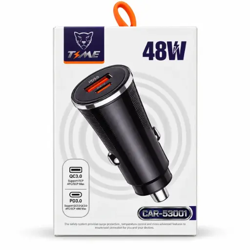 [6276] Cargador Time 48W USB + Tipo C Para Auto