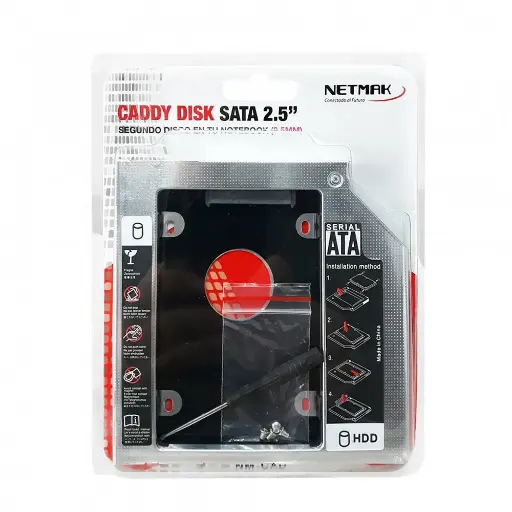 [4013] Caddy Adaptador para Notebook SSD/HDD Netmak 9.5mm