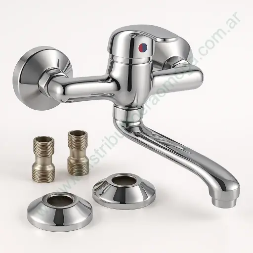 [5332] Canilla Monocomando Cocina Pared P512 Cuello De Cisne