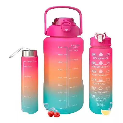 [5360] Set De 3 Botellas Motivacionales (2000Ml + 900Ml + 300Ml)