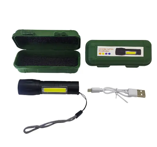 [5447] Linterna Led Recargable Metalica