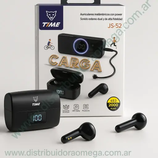 [5462] Auricular Bluetooth Time JS-52 Con Power Bank