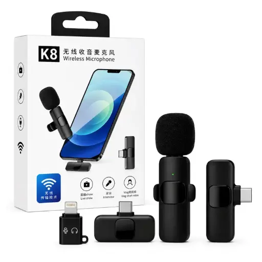 [5604] Microfono Corbatero Inalambrico K8 USB C + Iphone