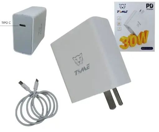 [5638] Cargador Time USB-C Alta Potencia 30W (Incluye Cable)