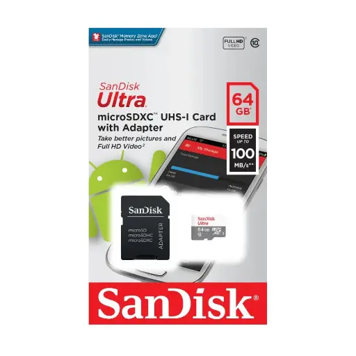 [5955] Memoria Sandisk Micro SD con Adaptador 64GB Clase 10